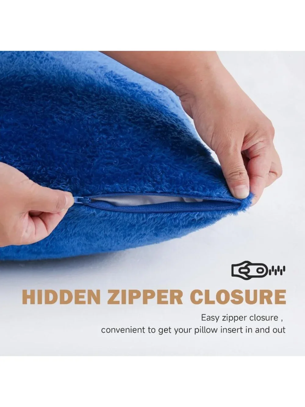 〽️Large Body Pillow Insert Faux Fur Cover Fluffy Long Bed Pillow Blue 20x54Inch